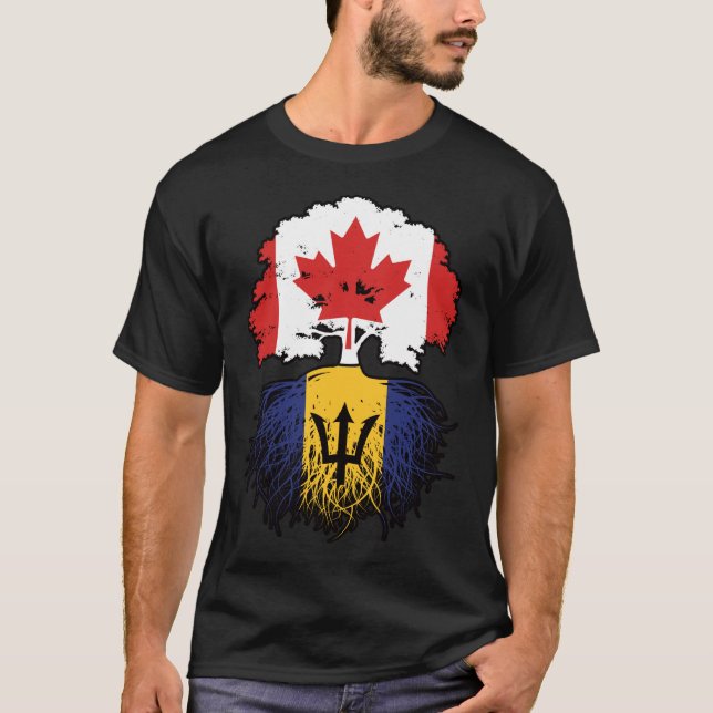 Camiseta Barbados Barbadiana Canada Tree Roots Flag (Frente)