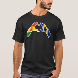 Camiseta Barbados Bolívia Bandeira Barbade Coração Bolívia