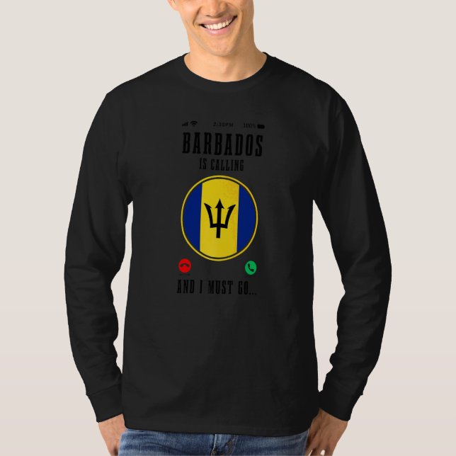 Camiseta Barbados Está Chamando E Eu Devo Ir  Bandeira Barb (Frente)