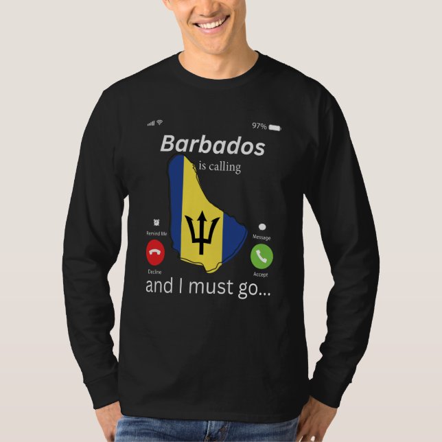 Camiseta Barbados Está Chamando e Eu Devo Ir Mapa de Barbad (Frente)