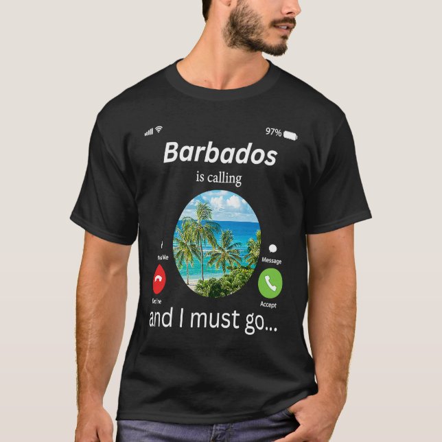 Camiseta Barbados Is Calling and I Must Go Barbados Flag (Frente)