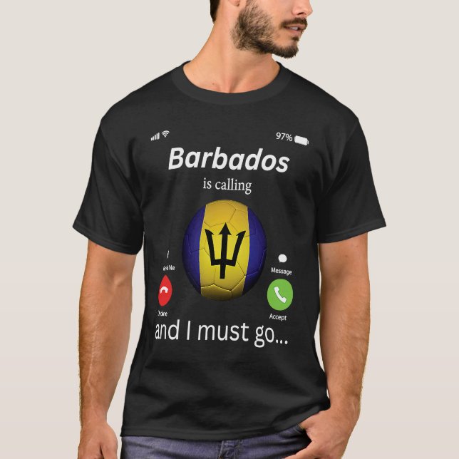 Camiseta Barbados Is Calling and I Must Go Barbados Flag Me (Frente)