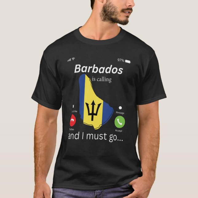 Camiseta Barbados Is Calling and I Must Go Barbados Map And (Frente)