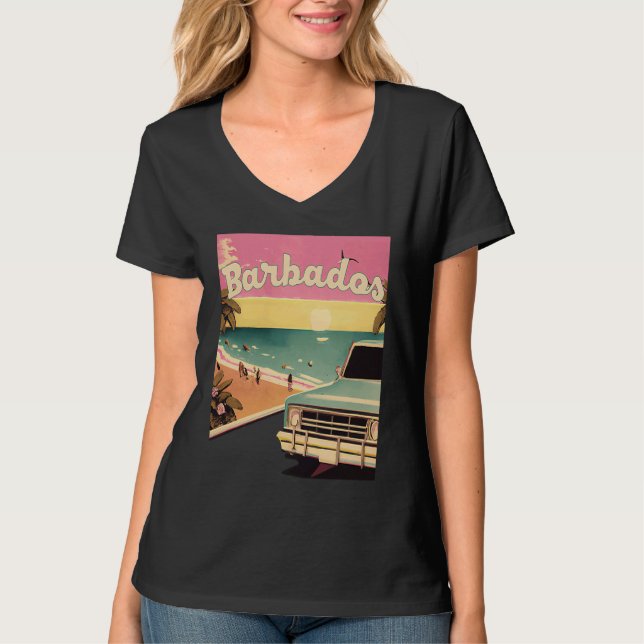 Camiseta Barbados Retro Beach Vacation Graphics Barbados Su (Frente)