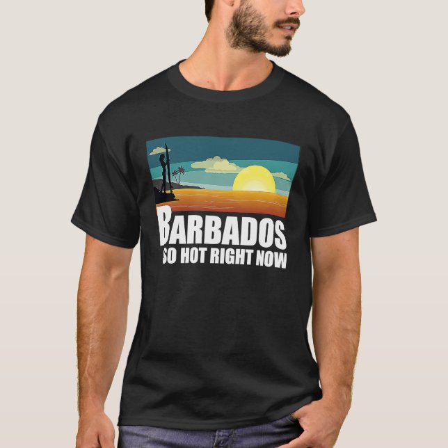 Camiseta Barbados  so hot right now Retro Travel Beach Vaca (Frente)