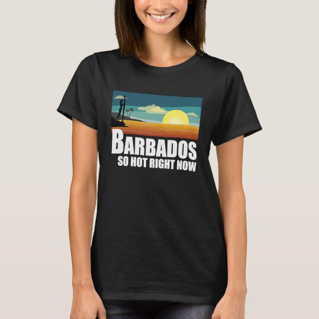 Camiseta Barbados  so hot right now Retro Travel Beach Vaca (Frente)