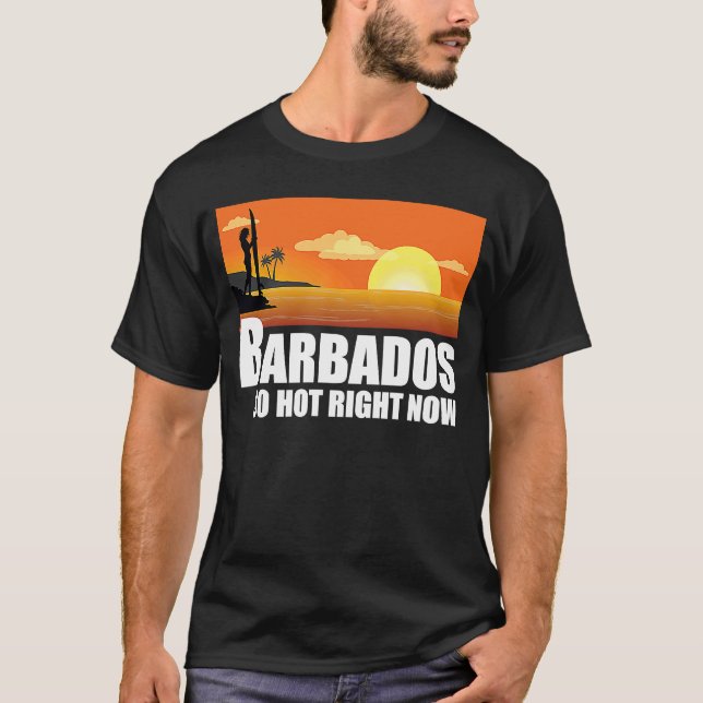 Camiseta Barbados tão quente agora Retro Viagem Beach Vacat (Frente)