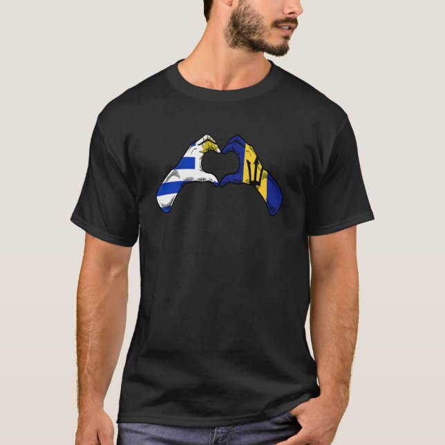Camiseta Barbados Uruguay Flag Barbadian Uruguayan Heart (Frente)