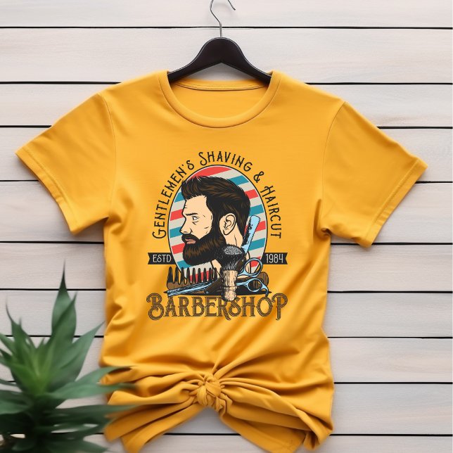 Camiseta Barbearia de Barbearia de Cavalheiros (Criador carregado)