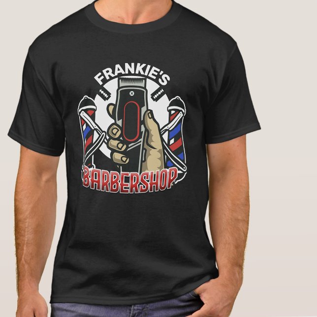 Camiseta Barbearia de Compro de Barber Retroativo do NOME P (Criador carregado)