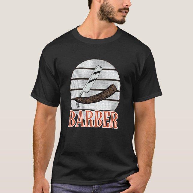 Camiseta Barbearia Desbotada Navalhas de Corte de Cabelo Ba (Frente)