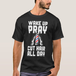 Camiseta Barbearia Masculina Acorda Reza Corta Cabelo Todo