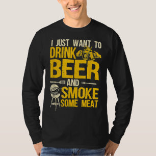 Camiseta Barbecue Fumando Fumante Fumaça de Design Beer