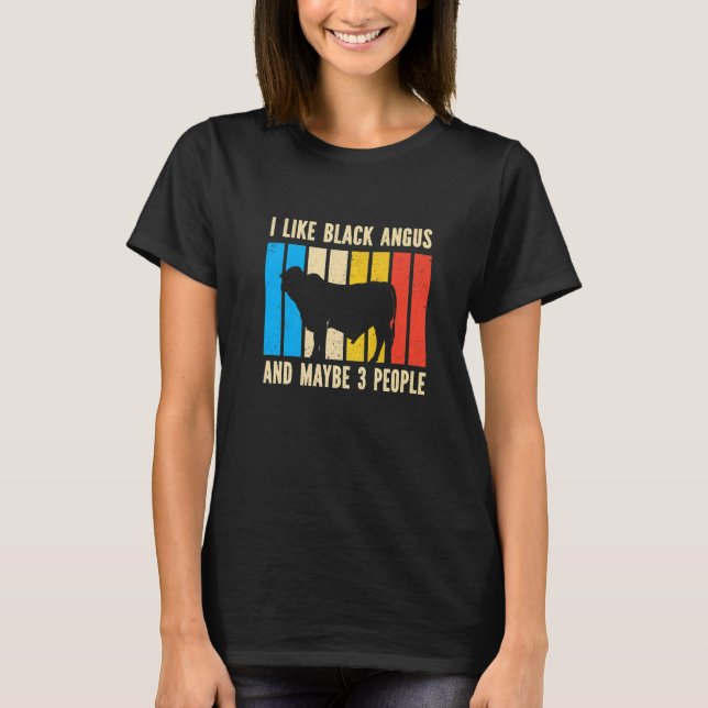 Camiseta Barbecue Retro I Like Black Angus And Maybe 3 Peop (Frente)