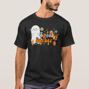 Camiseta Barbeiro Assustador Retro Groovy Fantasma Bonito H