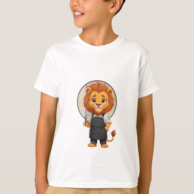 Camiseta Barbeiro Leão Estilista Profissional Infantil (Frente)