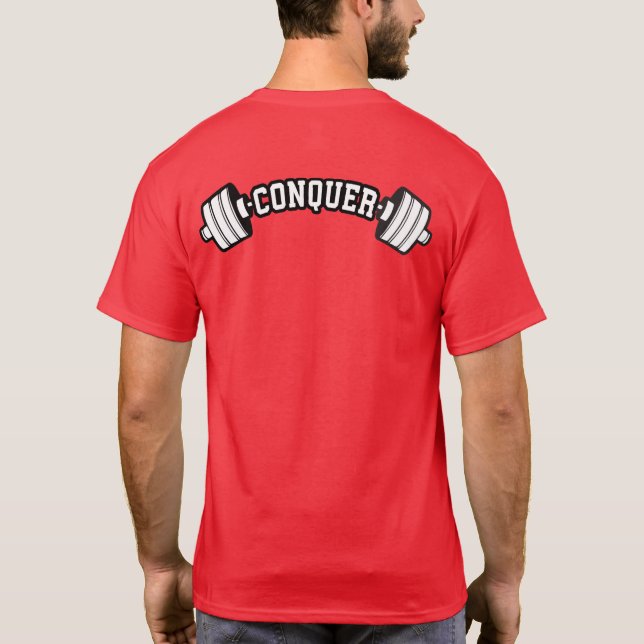 Camiseta Barbell, CONQUER - Giro Inspiracional de Pesar (Verso)