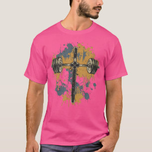 Camiseta Barbell Cross Funny Christian Gym Jesus Pesando Li