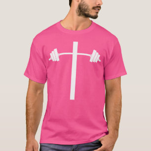 Camiseta Barbell Dumbbell Cross Christian Jesus Gym Workout