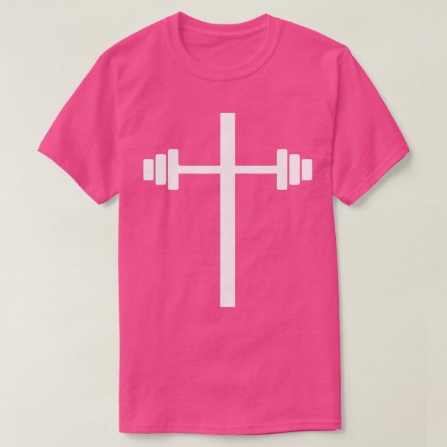Camiseta Barbell Dumbbell Cross Christian Jesus Gym Workout (Frente do Design)