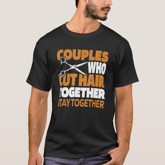 Camiseta Barber Casal Coiffeur Haircut Beard B (Frente)