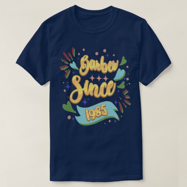 Camiseta Barber, Desde 1985, Oferece Ideias De Presente Par (Frente do Design)
