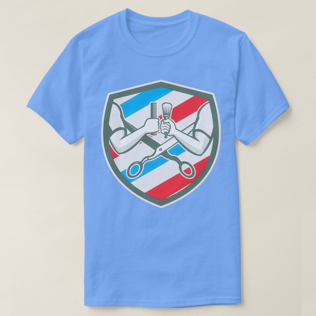 Camiseta Barber - Dispositivo de proteção contra tesoura de (Frente do Design)