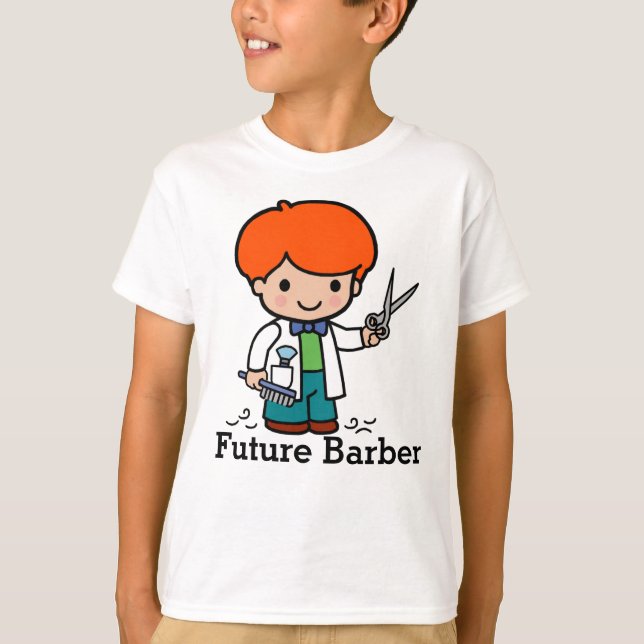 Camiseta Barber Futuro / Hairdresser Boy dentro de Tesoura (Frente)