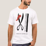 Camiseta Barber Hairdresser Business<br><div class="desc">Tesoura e pente,  perfeitos para barbeiros,  estilistas ou cabeleireiros. Arte original de Nic Squirrell. Altere o nome e o texto para personalizar.</div>