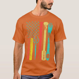 Camiseta Barber Hairstylist Us Flage Vintage Distress Retro