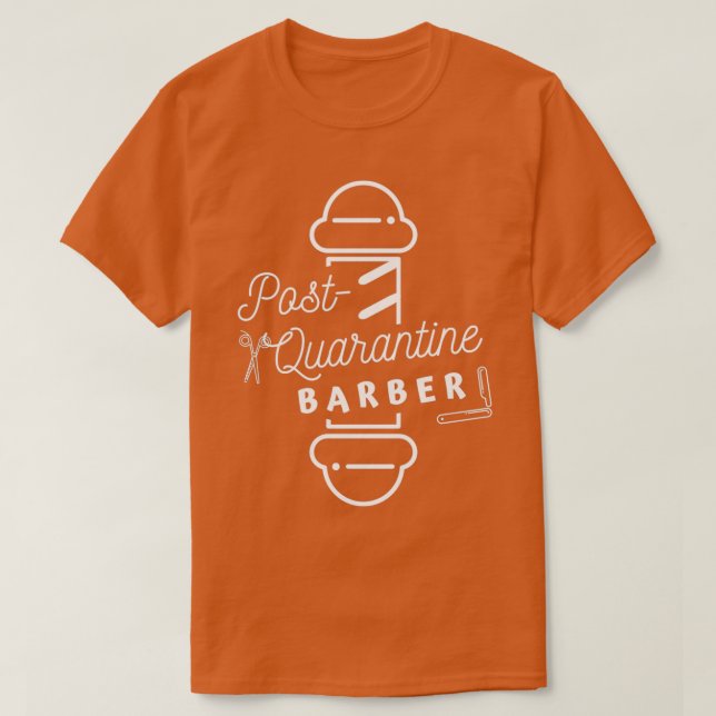Camiseta Barber PostQuarantine em Branco (Frente do Design)