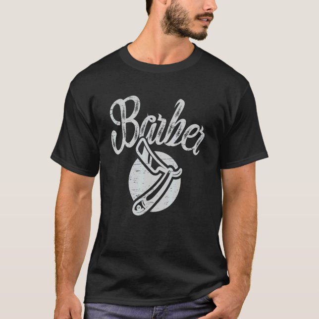 Camiseta Barber Scissor Barbershop Cut Trim Beard (Frente)