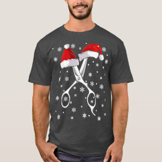 Camiseta Barber Scissor Santa Hat Funny Barbershop Christma
