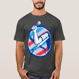 Camiseta Barber - Tesoura do Círculo do Pincel da Mão