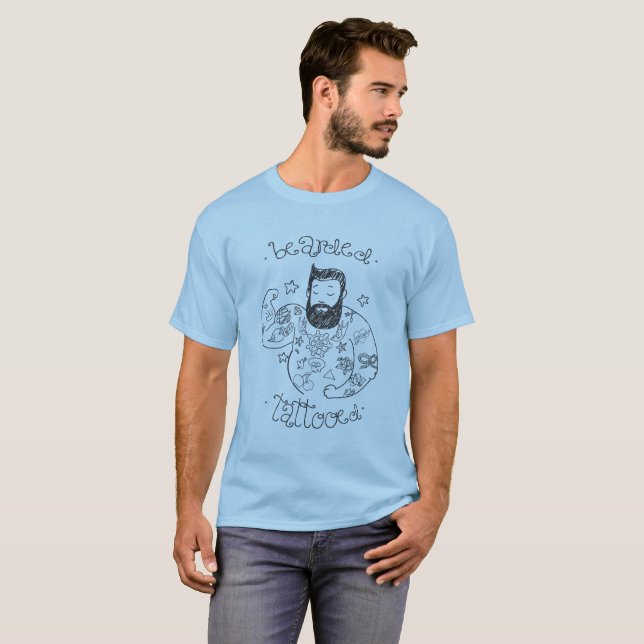 Camiseta barbudo tatuado (Frente Completa)