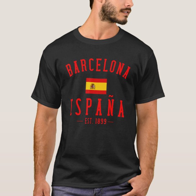 Camiseta Barcelona Espana Spain Est  Souvenir Flag Map Vaca (Frente)