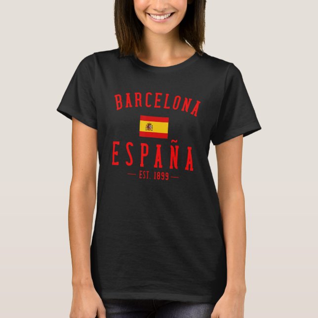 Camiseta Barcelona Espana Spain Est  Souvenir Flag Map Vaca (Frente)
