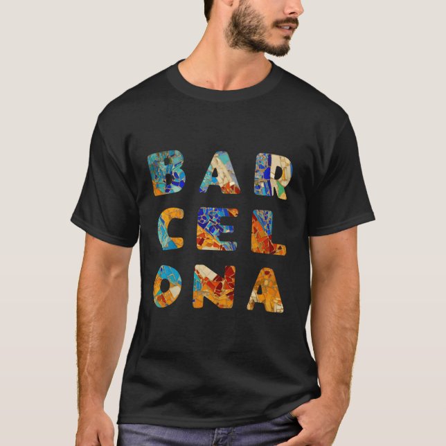 Camiseta Barcelona Espanha Clip Mosaico Espana Espana Espan (Frente)