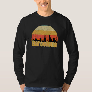 Camiseta Barcelona Espanha Silhueta do Horizonte Pôr do Sol
