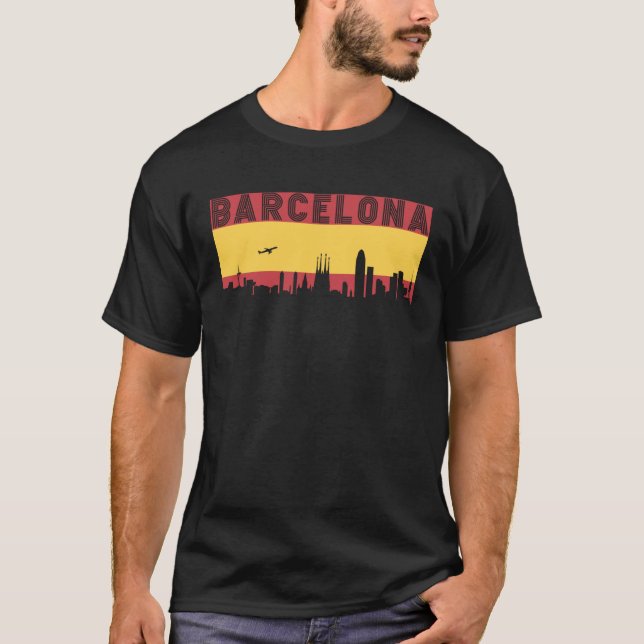 Camiseta Barcelona Skyline Spain Vacation Travel (Frente)