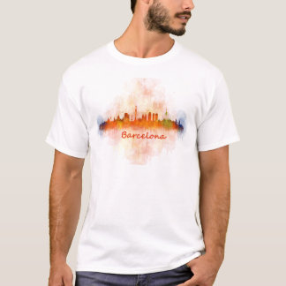 Camiseta Barcelona Skyline watercolor v04