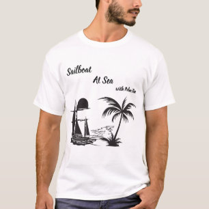 Camiseta Barco a Remo no Mar com Palmeira – Praia Tropical