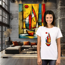 Camiseta Barco à Vela Abstrato | Arte Náutica Expressionist