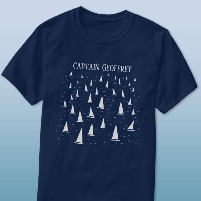 Camiseta Barco à vela Capitão T-Shirt Personalizado (Sailing boat personalized Captain name t-shirt for sailors)