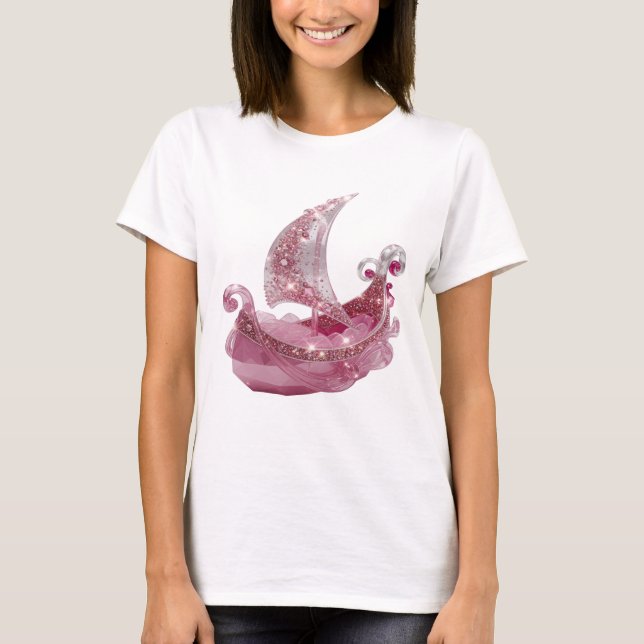Camiseta Barco à Vela com CRISTAL SWAROVSKI Pratea (Frente)