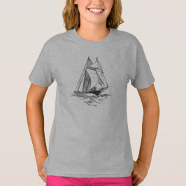 Camiseta barco à vela lago oceano barco de ondas