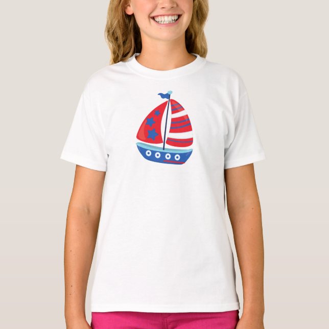 Camiseta Barco à vela, marinheiro, à vela, navio, velas, ba (Frente)
