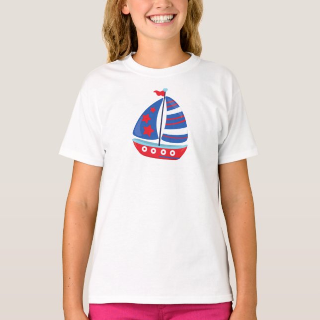 Camiseta Barco à vela, marinheiro, à vela, velas, navio, ba (Frente)