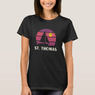 Camiseta Barco à vela retrô dos anos 70 pôr do sol em St Th