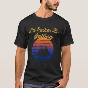 Camiseta Barco à Vela Silhueta Pôr do Sol Eu Preferiria Est